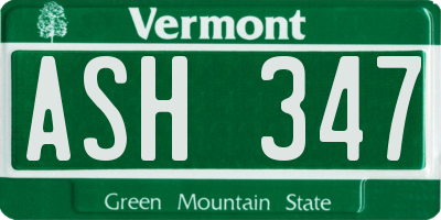 VT license plate ASH347