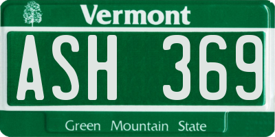 VT license plate ASH369