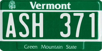 VT license plate ASH371