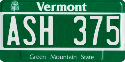 VT license plate ASH375