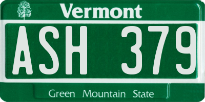 VT license plate ASH379