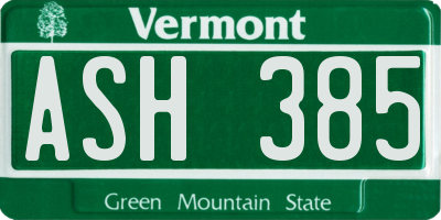 VT license plate ASH385