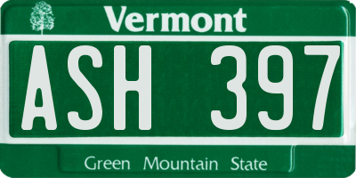 VT license plate ASH397