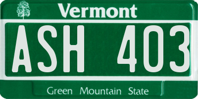 VT license plate ASH403