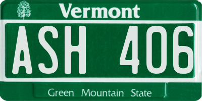 VT license plate ASH406