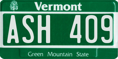 VT license plate ASH409