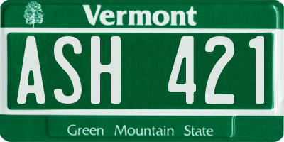 VT license plate ASH421