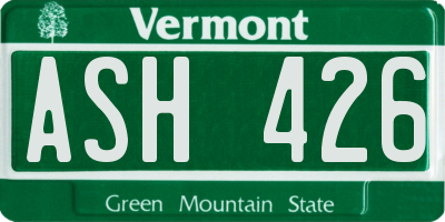 VT license plate ASH426