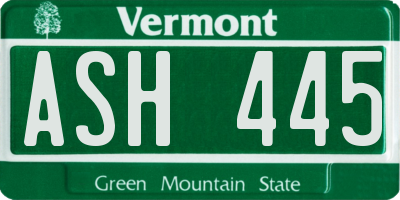 VT license plate ASH445