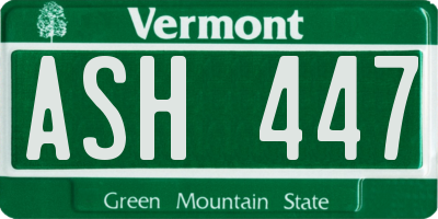 VT license plate ASH447