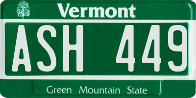 VT license plate ASH449
