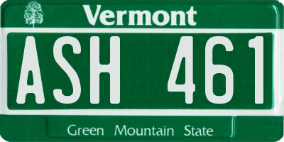 VT license plate ASH461
