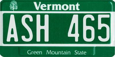 VT license plate ASH465
