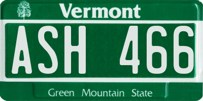 VT license plate ASH466