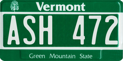 VT license plate ASH472