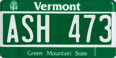 VT license plate ASH473