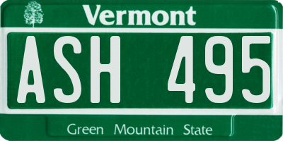 VT license plate ASH495