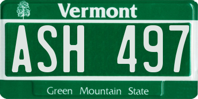 VT license plate ASH497