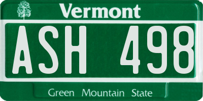 VT license plate ASH498