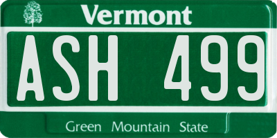 VT license plate ASH499