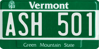 VT license plate ASH501