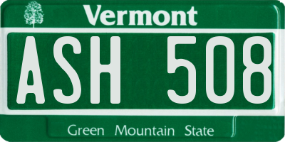 VT license plate ASH508