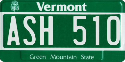 VT license plate ASH510