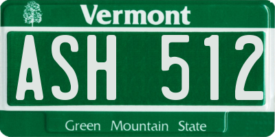 VT license plate ASH512