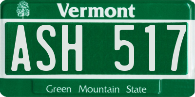 VT license plate ASH517