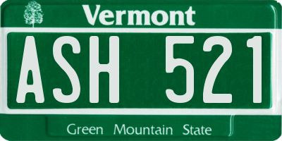 VT license plate ASH521