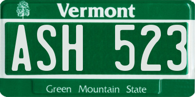VT license plate ASH523