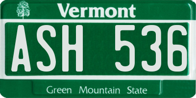 VT license plate ASH536