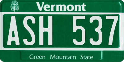 VT license plate ASH537