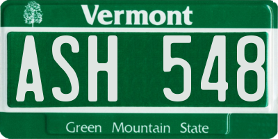 VT license plate ASH548