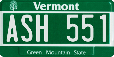 VT license plate ASH551