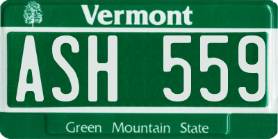 VT license plate ASH559
