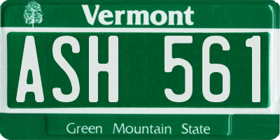 VT license plate ASH561