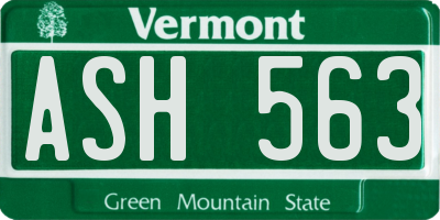 VT license plate ASH563