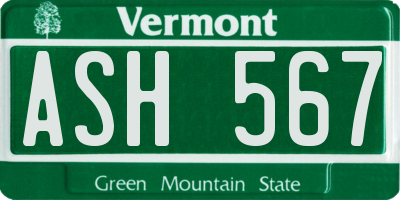 VT license plate ASH567
