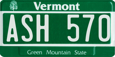 VT license plate ASH570