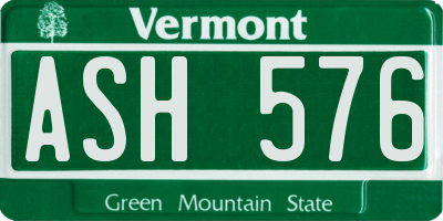 VT license plate ASH576