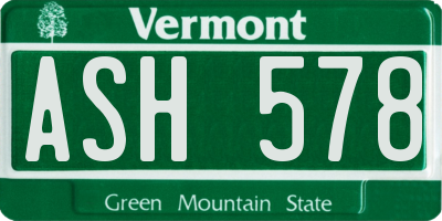 VT license plate ASH578