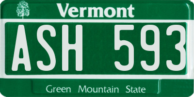 VT license plate ASH593