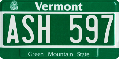 VT license plate ASH597