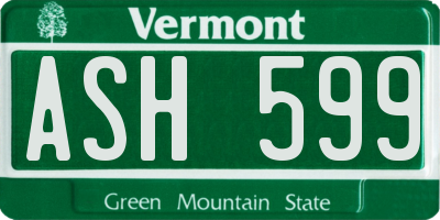 VT license plate ASH599