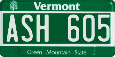 VT license plate ASH605