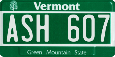 VT license plate ASH607