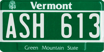 VT license plate ASH613