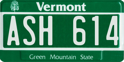 VT license plate ASH614