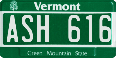VT license plate ASH616